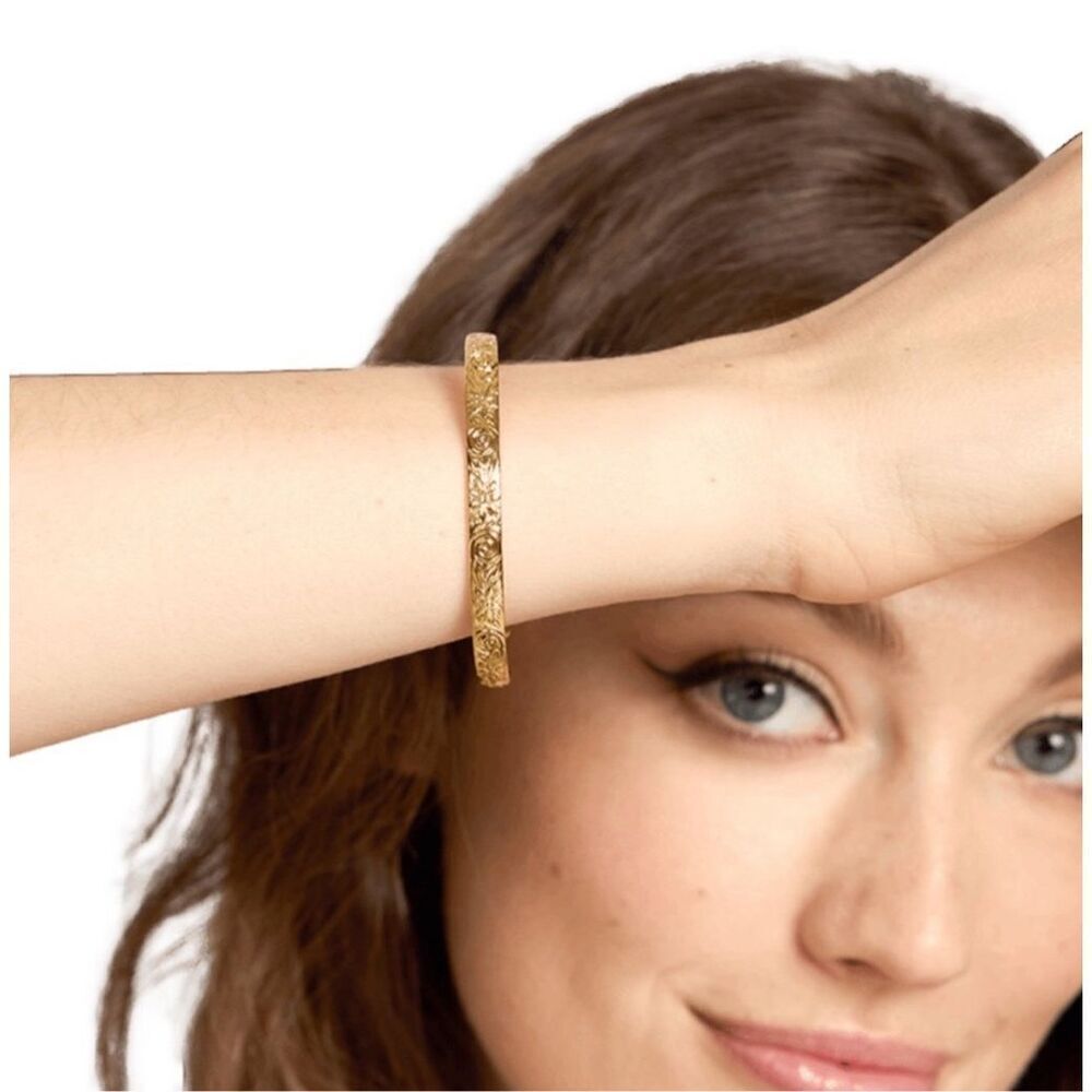 Our Spare Change floral Gold Plated Jewerly small cuff bracelet